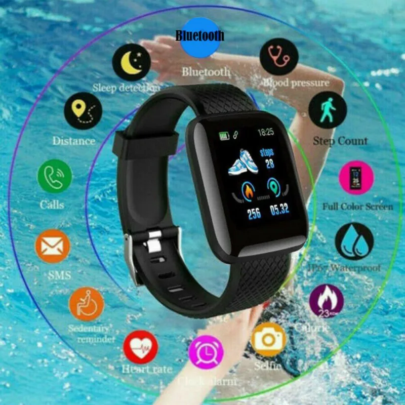 

116plus Smart Watch Blood Pressure Measurement Heart Rate Monitor IP67 Waterproof Smart Bracelet with 1.3 inch Screen