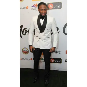 

Popular Double Breasted Men Suits White Men's Prom Party Suits Red Carpet Tuxedos Terno Masculino (Jacket+Pants) G372