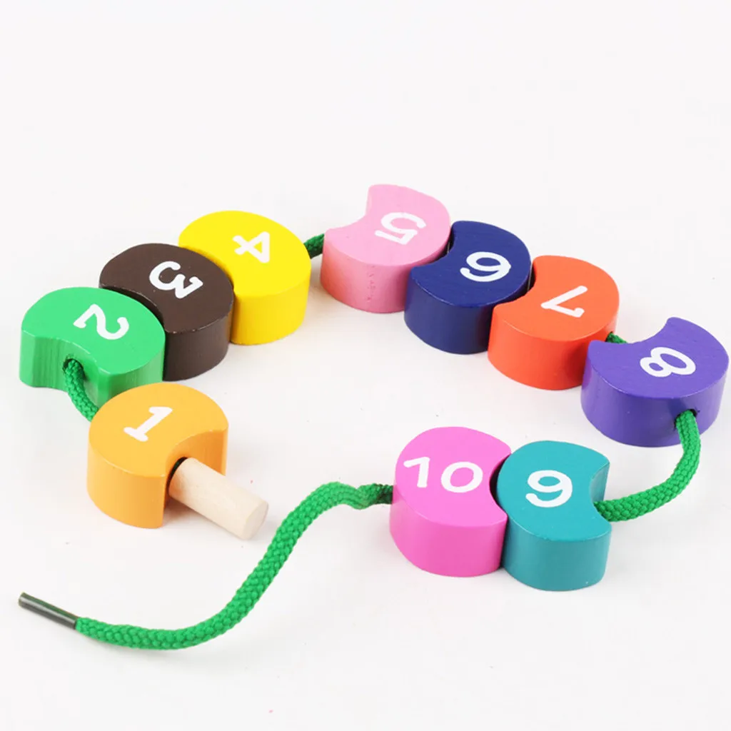 Wooden Learning Puzzle Teaching Educational Cute Worm Wearing Rope Kids Toys Plastic Unisex funny and helpful educational toy