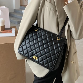 

Quilted Embroidery Thread Large Capacity Shoulder Bag Women's Bag 2020 New Style Fashion Chain Shoulder Bag Tote Bag Sac Bols