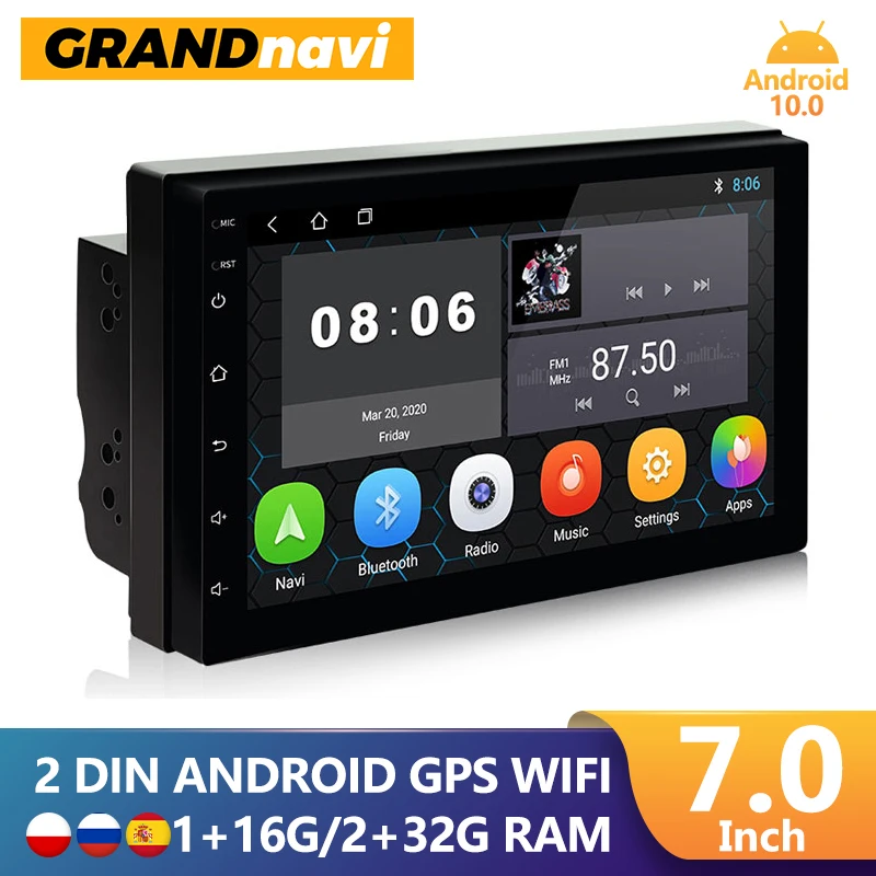 Автомагнитола GRAND 2 Din Android 10 GPS мультимедийный видеоплеер 2.5D навигация Bluetooth карта