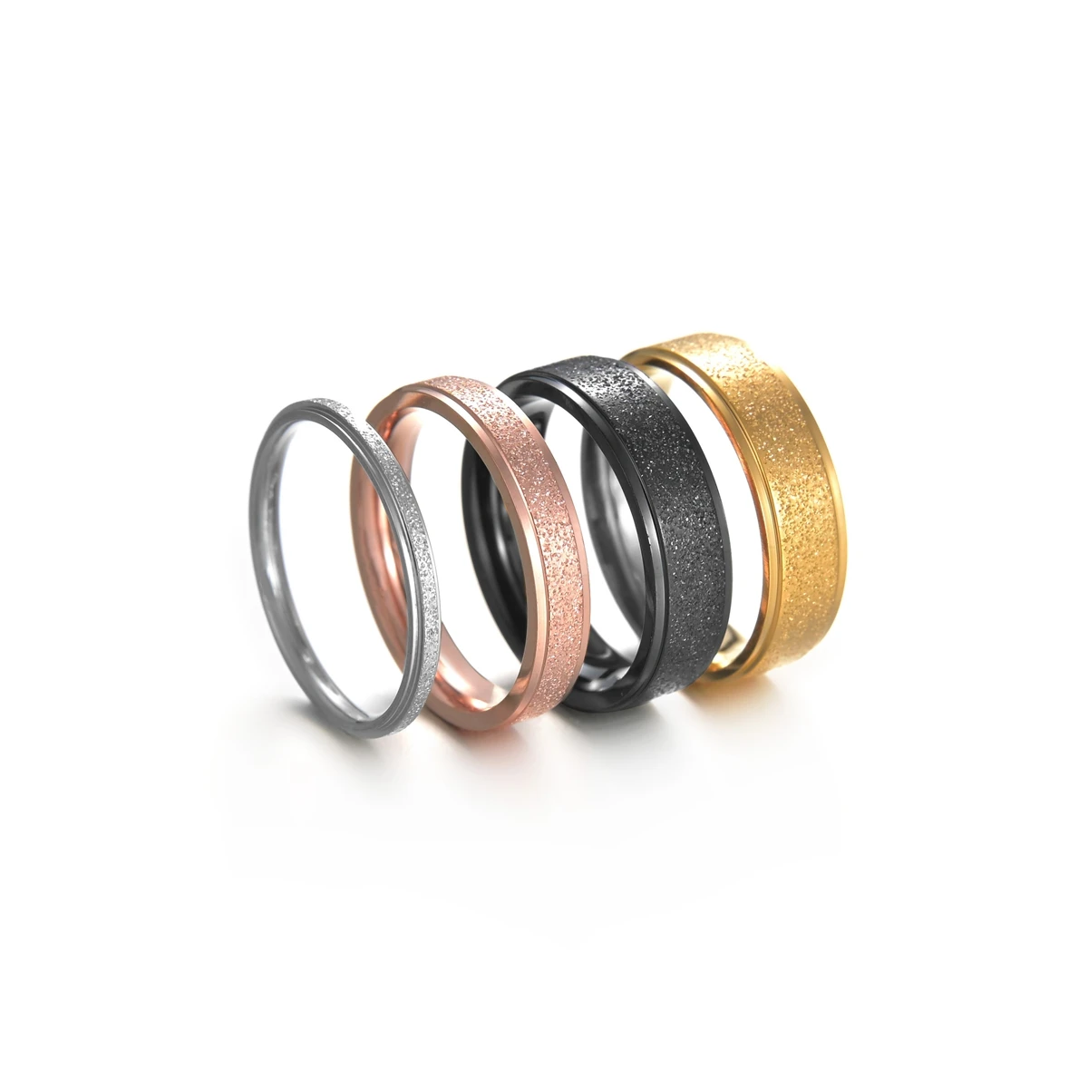 Frosted Exquisite Rose Gold & Silver Couple Ring - Elegant Wedding & Engagement Jewelry