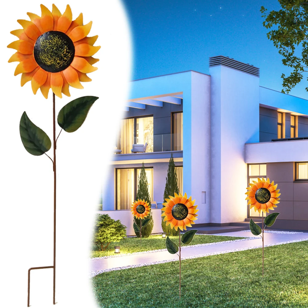 

Sunflower Windmill Wind Metal Wind Spinner Lawn Pinwheels Floral Sculptures Home Decoration for Garden Yard Outdoor Dropship