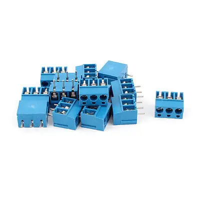 

300V 16A TY300 3P 3 Position 5mm Pitch Screw Terminal Barrier Blocks Blue 14pcs