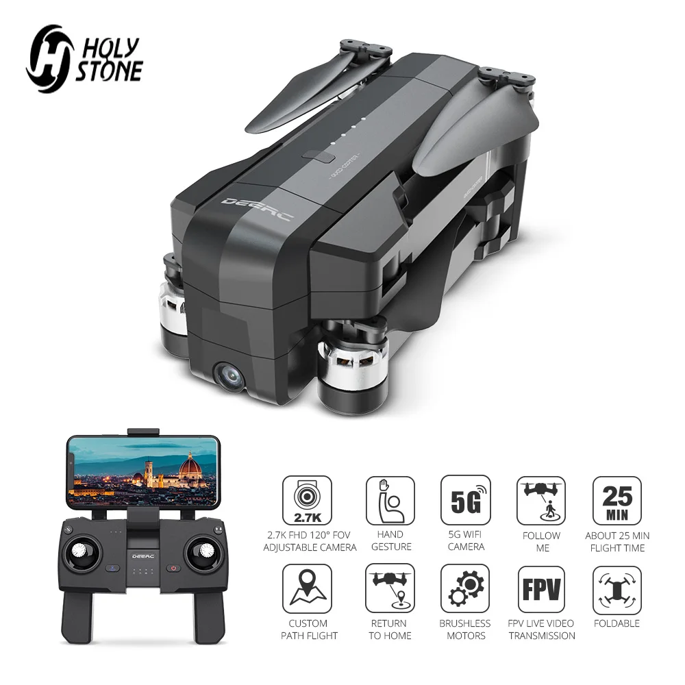 $189.19 Holy Stone DE22 GPS Drone With 27K HD Camera FOV 120 5G WiFi FPV Live Video Foldable Drone GPS R