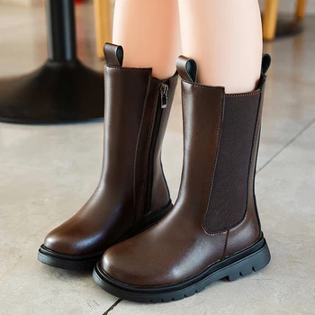 

Girls Martin boots 2020 autumn and winter new children'smoke single boots princess trend high tube British style long boots