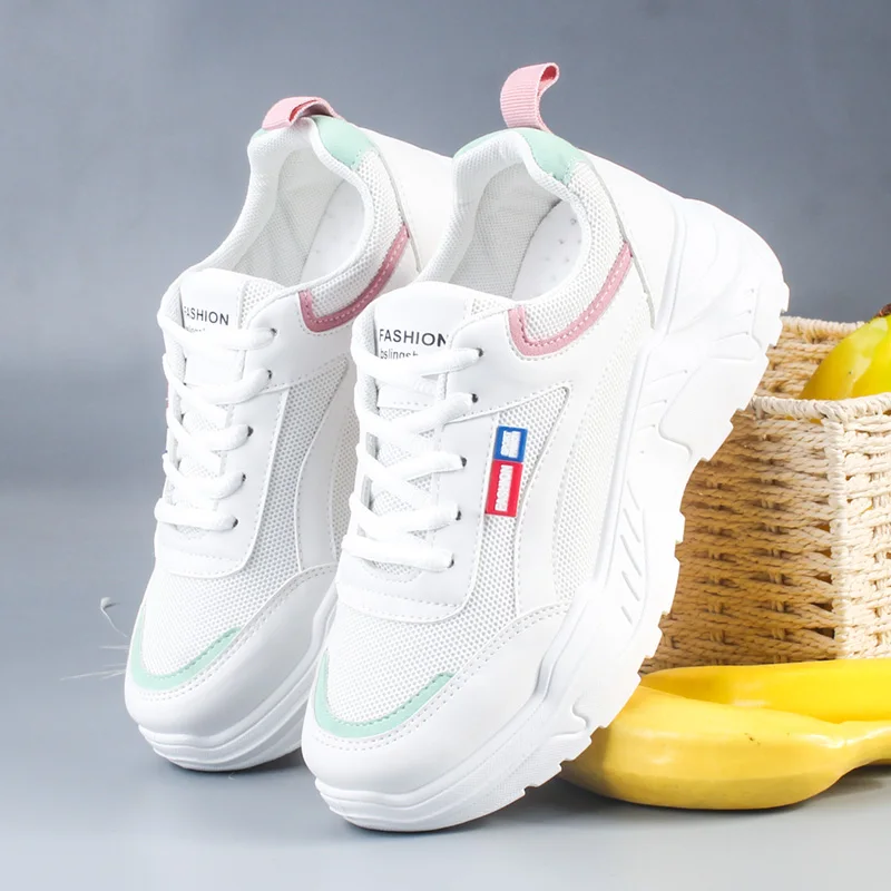 Zapatos mujer casuales nueva moda transpirable encaje, экокожа(полиуретан), Mujer zapatos; Сезон Зима; Zapatillas cuñas sólidas mujeres Zapatillas Zapatos