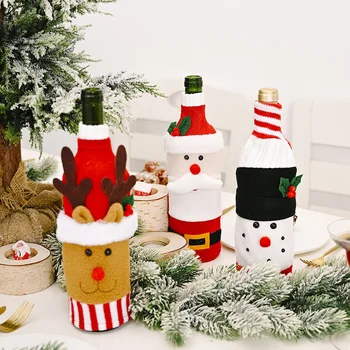 

Creative Snowman Red Wine Bottle Cover Bag Cute Bottle Holder Christmas Decorations for Home Fesitval Gift Christmas Ornaments