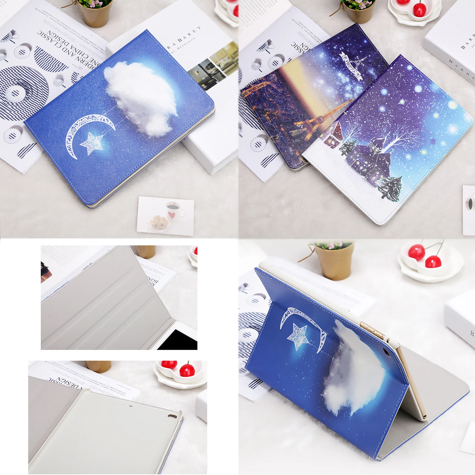

GKK PU Leather Case for iPad Mini 4 3 2 1 Air 2 Case Painted Trifold Stand Auto Sleep Smart PC Back Cover for iPad Air 2 case