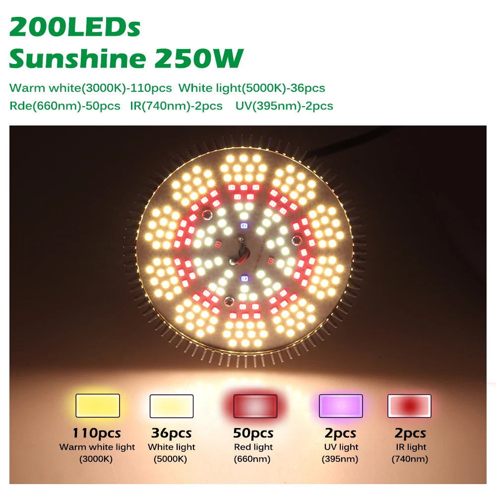 Tanie E27 LED rosną żarówki 250W lampa fito dla hydroponika warzyw