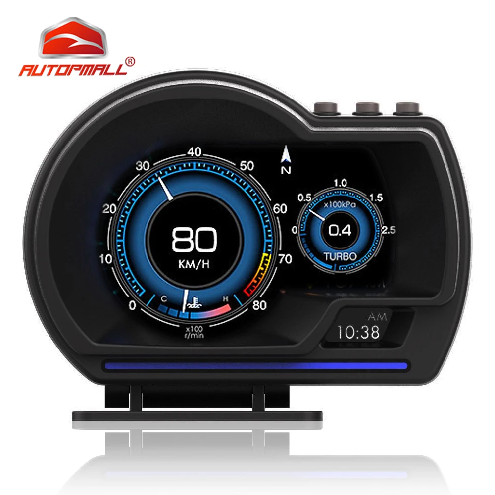 OBD2+GPS Smart Car Head Up Display HUD Gauge Water Oil Temp Speedometer
