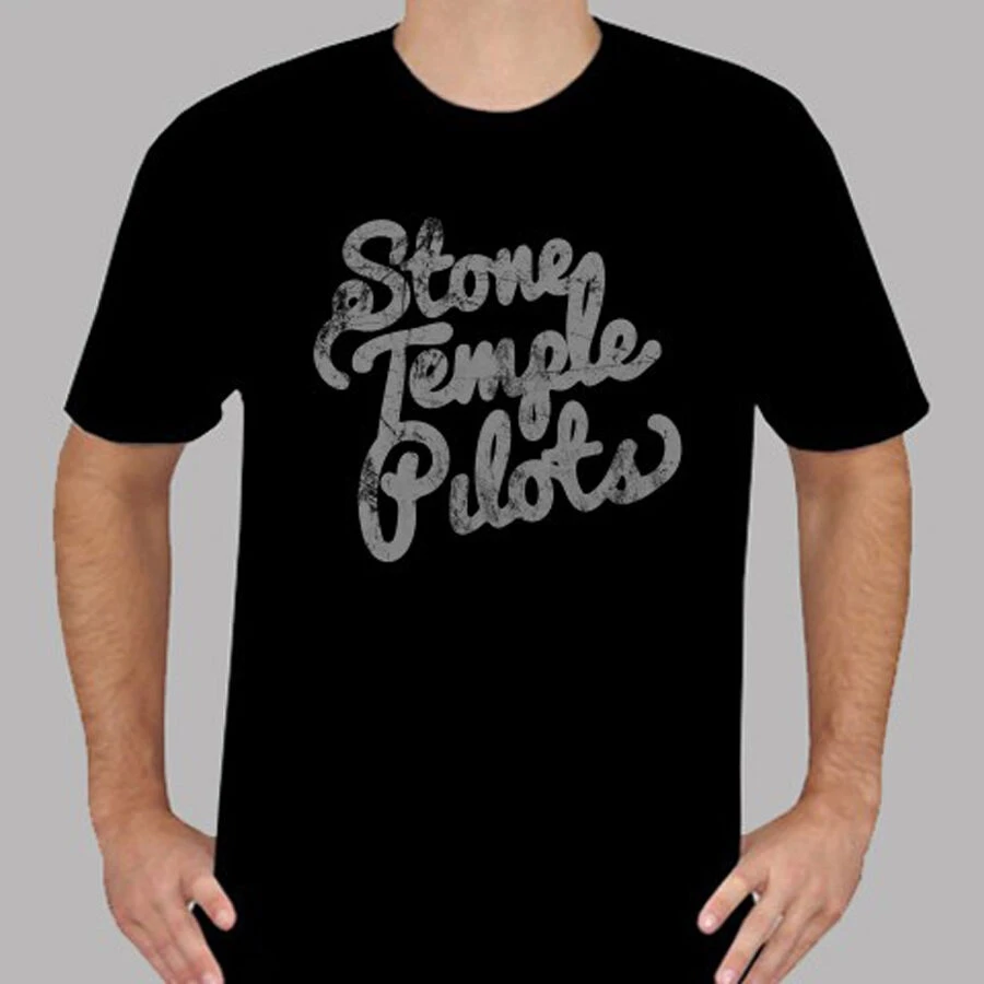 casual o neck loose summer T shirt for men New Stone Temple Pilots Smoke Logo Rock Band Men's Black Fashion | Мужская одежда