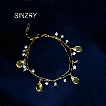 

SINZRY original natural pearl elegant bilayer crystal charm bracelets fashion handmade pearl jewelry