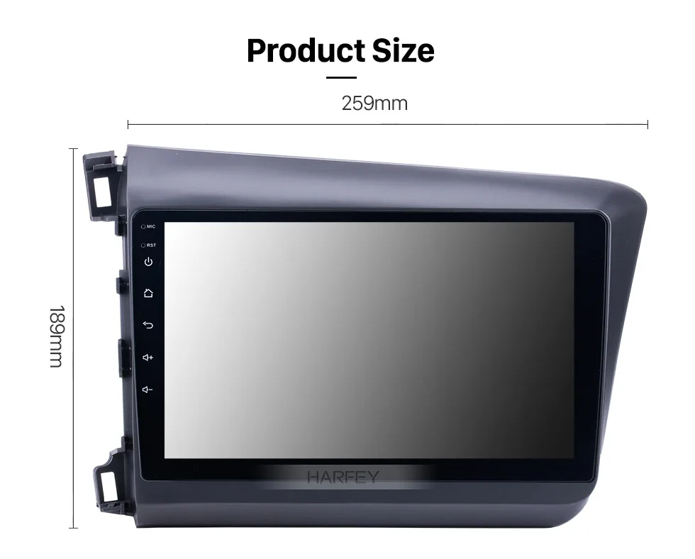 Clearance Harfey Car GPS Navigation 10.1 inch for 2012 Honda Civic Android 9.0 car multimedia Player with WIFI 15
