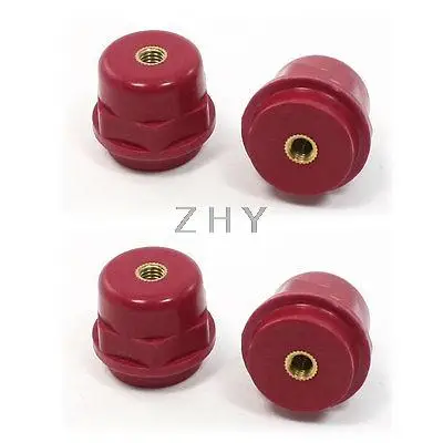 

4 Pcs Red Brass Thread 1" Height Busbar Enhanced Insulator Supporter