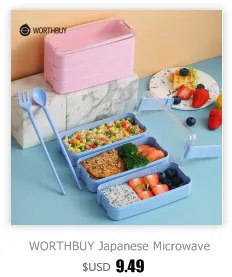 WORTHBUY Japanese Plastic Lunch Box For Kids School Microwave Bento Box With Compartment Tableware Leak-Proof Food Container Box