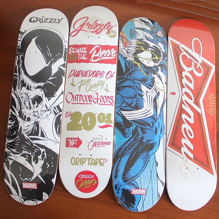 

Good quality grizzly double kick skateboard professional concave stunt action skateboard decks
