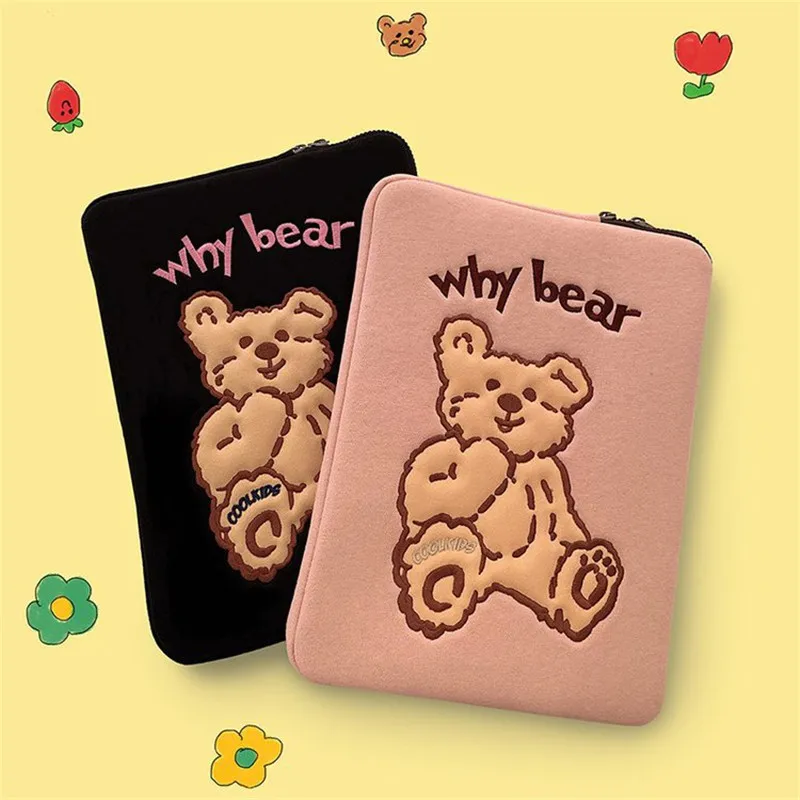 

Cartoon 11 13 Inch Handbag Mac Ipad Case Holder Bear Tablet Case Korea Soft Travel Business Ipad Bag Girls Storage Clutch Purse