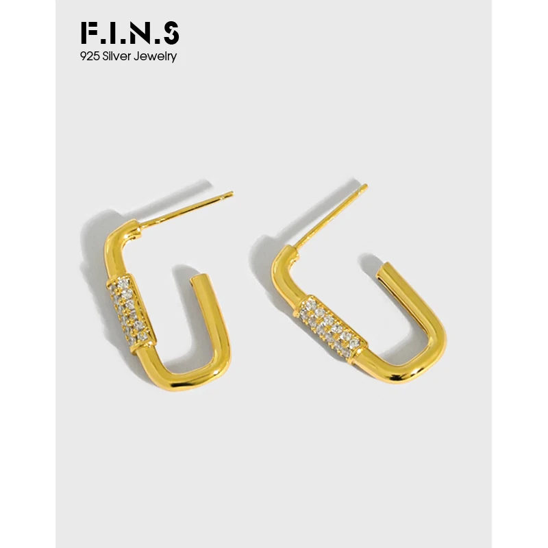 

F.I.N.S INS Style 2020 NEW U-shaped Micro-Inlaid Zircon S925 Sterling Silver Hoop Earrings Prevent Allergy Fashion Fine Jewelry