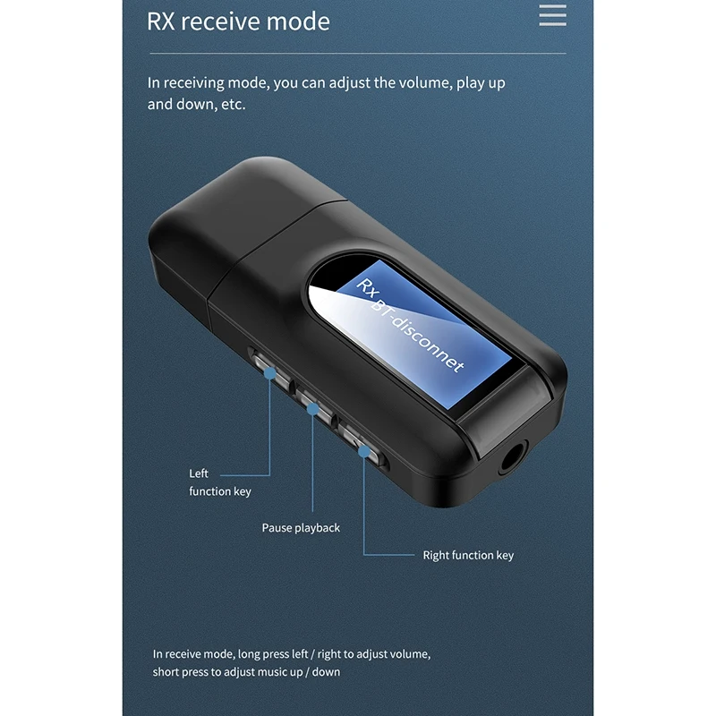 Hot Bluetooth 5 0 Transmitter and Receiver 2 in 1 Wireless Adapter with LCD Display 3 5mm AUX USB Stereo for PC TV Car Headphon