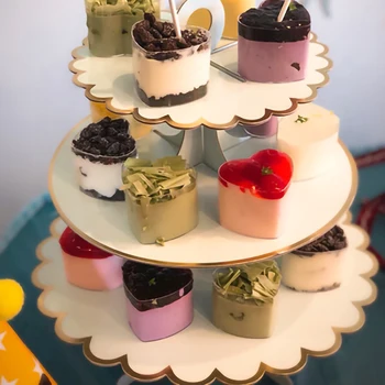 

Birthday Paper Display Shelf Disposable Party Three-layer Paper Cake Stand Display Rack Wedding Party Triple Layer Party Supply