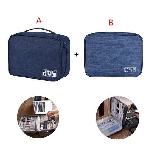 Navy Blue Дорожный кабель зарядное устройство провод сумка портативный USB гаджет линия машина наушники Органайзер зарядный кабель для хранения чехол Аксессуары - Цвет: Navy Blue