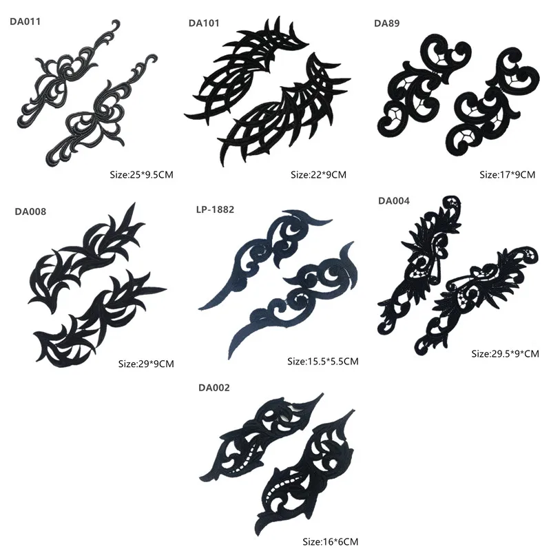 1 pair Embroidered Patches for Clothing Lace Applique patch Ballet Costumes Dress Sewing Crafts DA89 DA019