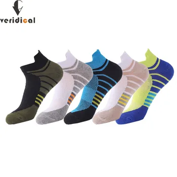 

VERIDICAL 5 pairs cotton compression socks man good quality breathable ankle crew cool short socks striped Athletic Sport socks