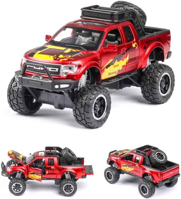 Новый 1:32 Ford Raptor F150 пикапа из сплава Модель автомобиля оттягивание литья под