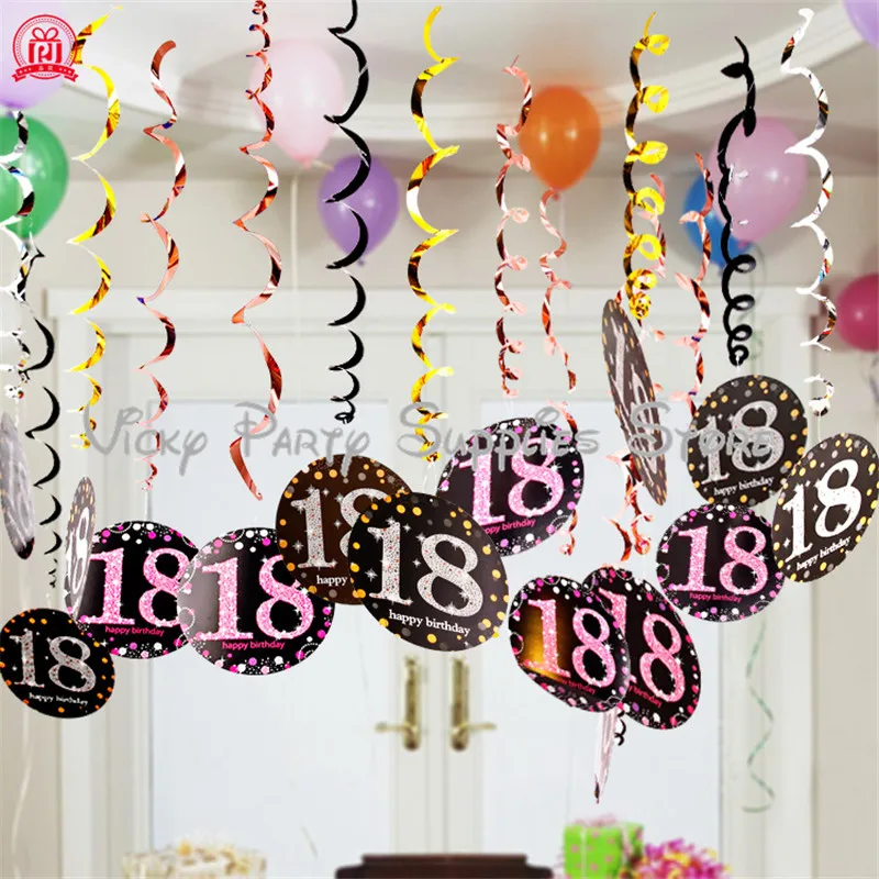 

6pcs/lot Age Years PVC Spiral Ornament 18/21/30/40/50/60/70 Spiral Ornament Wedding Birthday Party Decoration Supplies