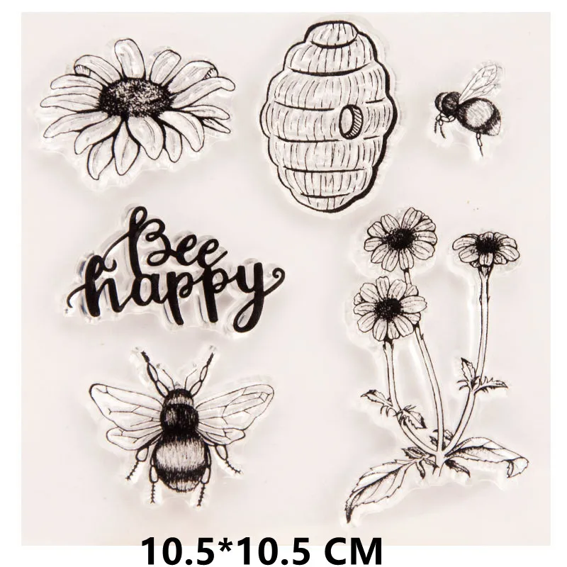 Bee Happy Clear Stamps DIY Scrapbooking Craft Supplies Rubber Silicon Seals Card Album Hobby ink pad Stamping