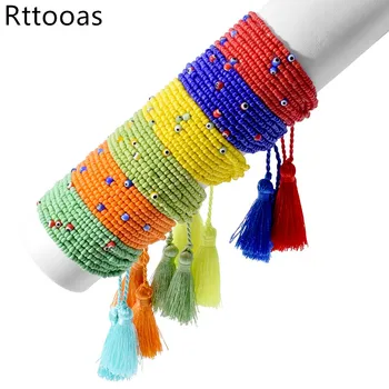 

Rttooas Fashion Multicolor Beaded Bracelets For Women Tassel Charm Bracelet Pulseras Mujer Moda 2020 Wholesale