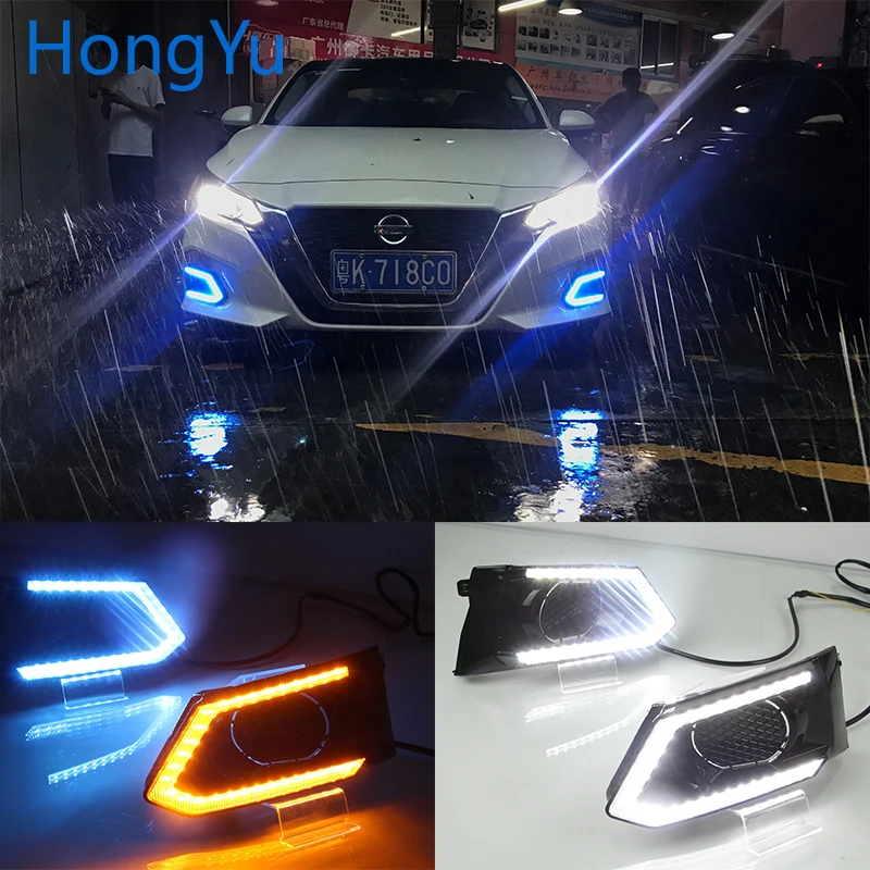 led dr daytime running light for Nissan Teana Altima 2019 with Dynamics moving flash turn signal and blue night | Автомобили и