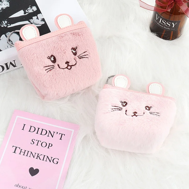 Kawaii животные монета с мышью кошельки держатель сумка на молнии Дети Женщины мальчик девочка детская мягкая сумка подарок мини плюшевые кошельки для денег