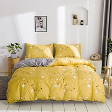 Home Textiles Stars Pattern Yellow Bedding Set Nordic Double Bed AB Double-sided Design Duvet Cover Queen Child Comforters Cover