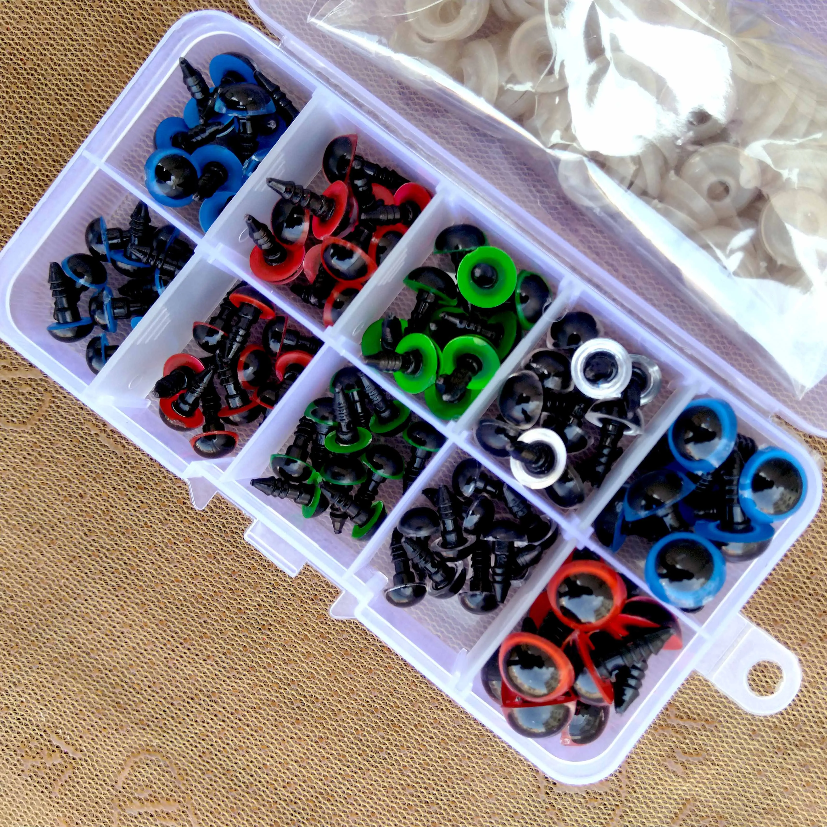 100pcs Plastic Safety Eyes For Toys Glitter Mix Color Craft Doll Eyes Amigurumi  For Teddy Bear 12mm Animal Puppet Doll DIY 4