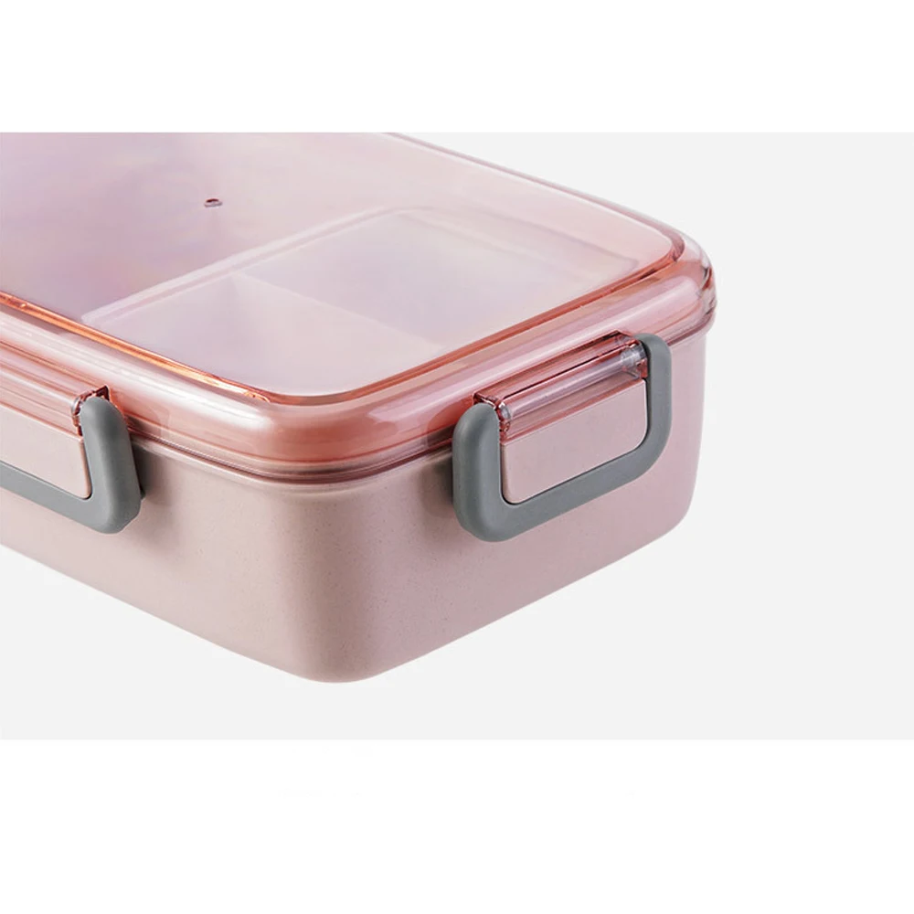 Герметичная микроволновая коробка для ланча, независимая решетка, Bento Ланч-бокс для детей, Bento box, портативный контейнер для еды - Цвет: Розовый