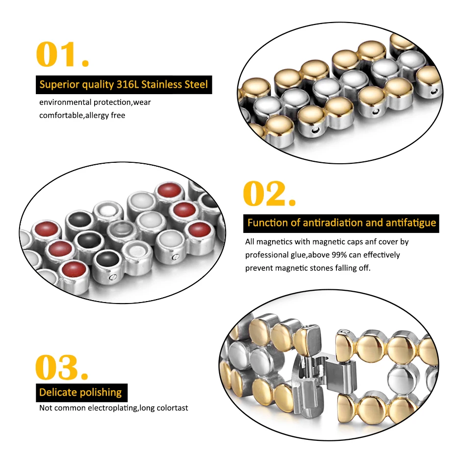 RainSo нержавеющая сталь магнитные браслеты с подвесками для женщин био энергетическая терапия любовь браслет Femme Здоровье подарок ювелирной дружбы