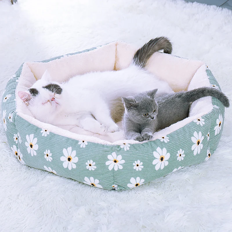 Likmond Pet Hexagonal Sofa Nest Warm Plush Cat Dog Bed for Small Medium Pets Calm Sleeping Indoor Machine Washable Size S 
