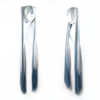 

High Quality Hatsune Miku Snow Miku Witch Two Ponytails Wig Gradient Color Cosplay Wig Halloween Party Anime Game Hair