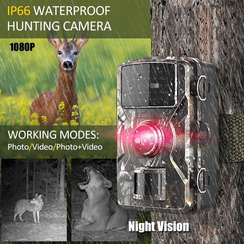12MP 1080P Wildlife Hunting Camera Motion Activated Security Camera IP66 Waterproof Infrared Night Vision Hunting Trail