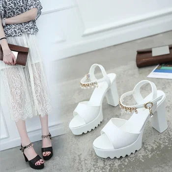 

Fashion Womens Shoes 2020 Buckle Strap All-Match High Heel Sandals Open Toe Summer Heels Suit Female Beige Espadrilles Platform
