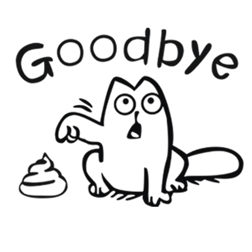 GOODBYE Sign Cute Animal Toilet Sticker Bathroom Decoration Wall Decal Art Funny Accessory for Toilet Decor Removable Stickers