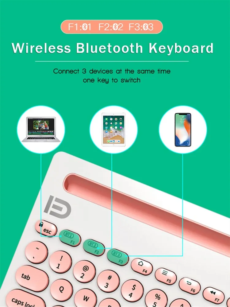 Беспроводная ультратонкая Bluetooth клавиатура с держателем портативная складная