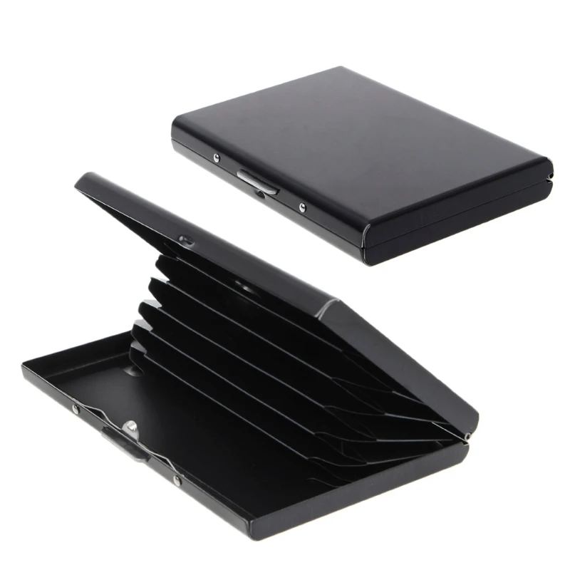 

Black Stainless Steel Business ID Card Holder Business Name Credit ID Card Pocket Case Box Holder Office Supply