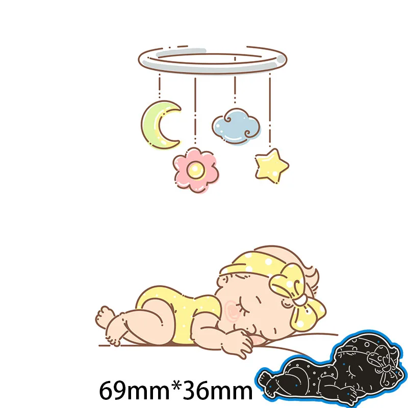 

New Metal Cutting Dies Sleeping Baby For Card DIY Scrapbooking stencil Paper Craft Album template Dies 69*36mm