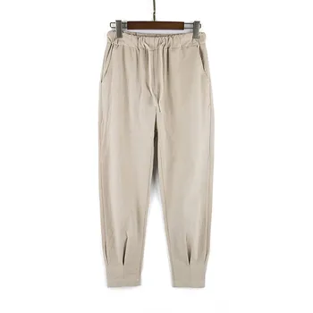 

2020 Summer Men Casual Cotton Linen Pants Men Solid Color Bottoms Elastic Waist Trousers Male Thin Harem Pants Sweatpants M-4XL