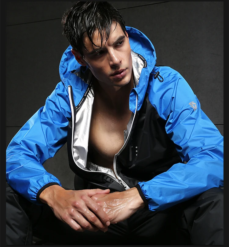 VANSYDICAL Gym Clothing Set Men Women Zipper Hooides Sportswear Running Fitness Training Weight Loss Sweating Sauna Sports Suit