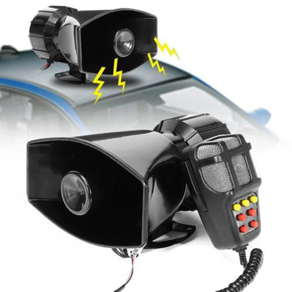 

7 Sound Car Electronic Warning Siren 12V 100W Motorcycle Alarm Firemen Ambulance Loudspeaker with MIC Car Alarm Horn