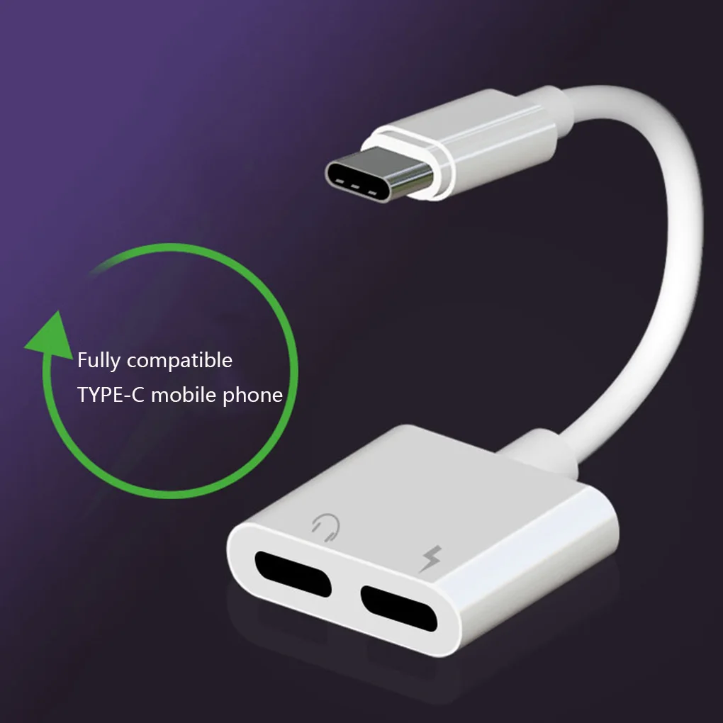 Dual Type-C Audio Cable Adapter Type C Earphone Jack Splitter Headphone Aux 3.5 Charging | Компьютеры и офис